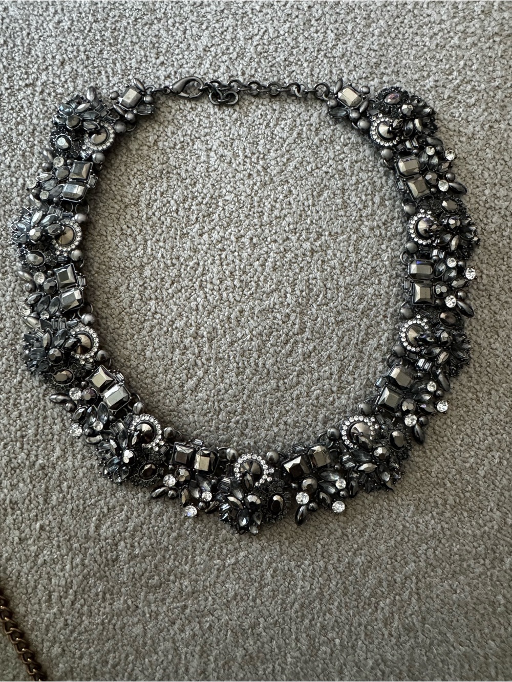 Gunmetal Crystal Statement Collar Necklace - Women Jewelry